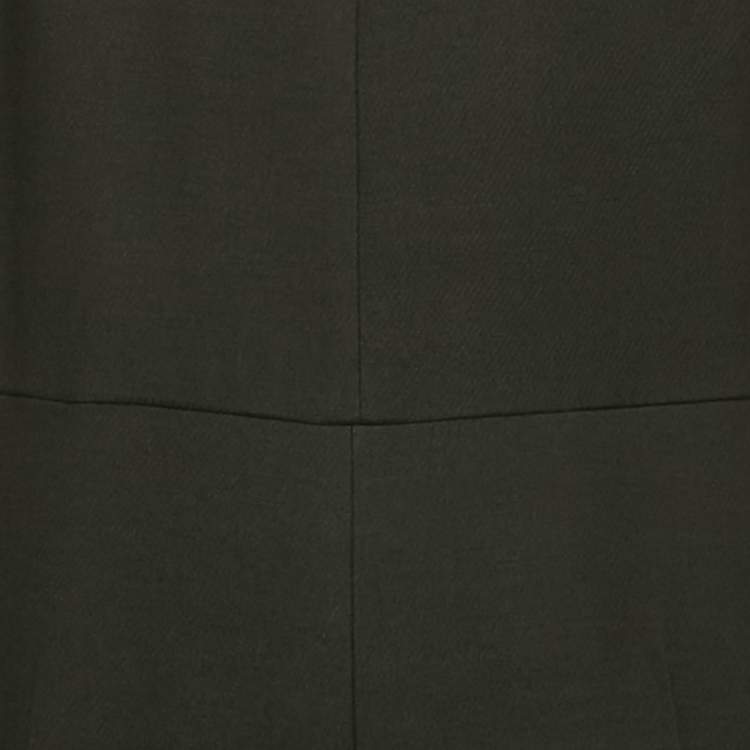 Pre Owned Valentino Black Wool Blend Leather Applique Detail Jumpsuit M 