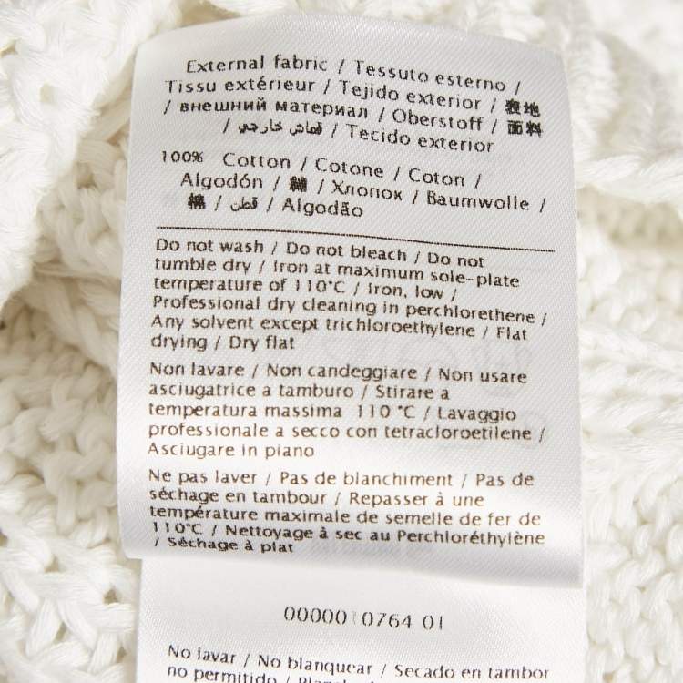Pre Owned Valentino White Crochet Cotton Knit Long Sleeve Sweater S