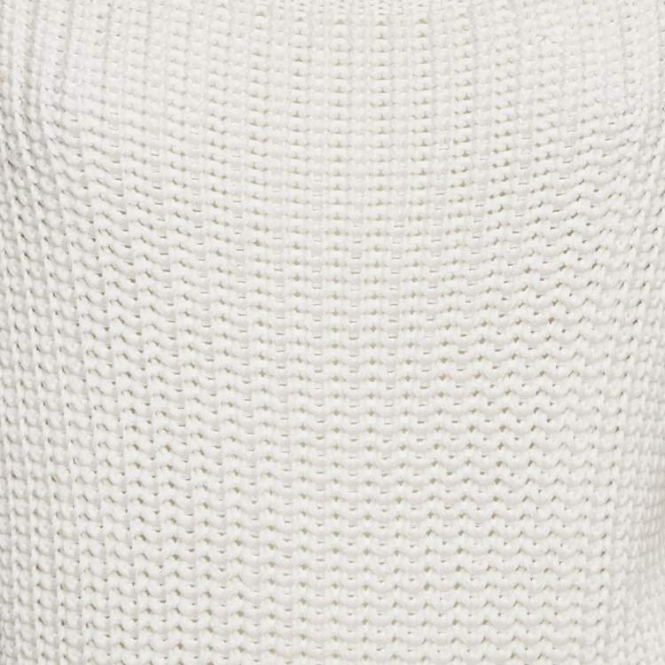 Pre Owned Valentino White Crochet Cotton Knit Long Sleeve Sweater S