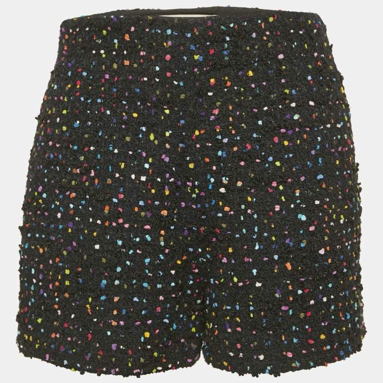 Pre Owned Valentino Black Speckled Tweed Shorts S