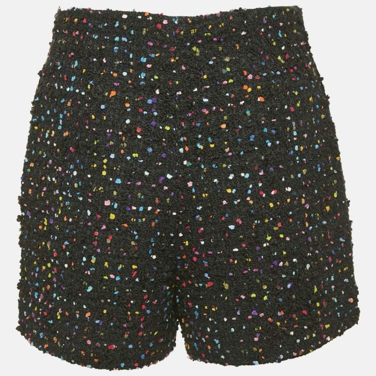Pre Owned Valentino Black Speckled Tweed Shorts S
