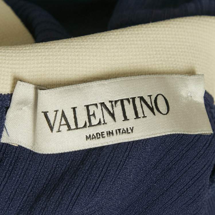 Pre Owned Valentino Blue Logo Jacquard Knit Mini Dress S