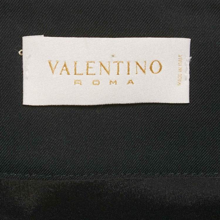 Pre Owned Valentino Black Wool Blend Midi Skirt L