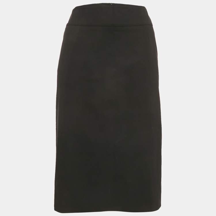 Pre Owned Valentino Black Wool Blend Midi Skirt L