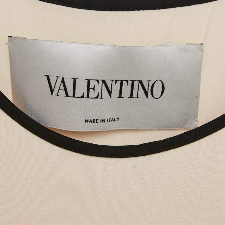 Pre Owned Valentino Cream Silk Asymmetric Long Dress M