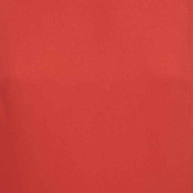 Pre Owned Valentino Red Silk Long Sleeve Jumpsuit L