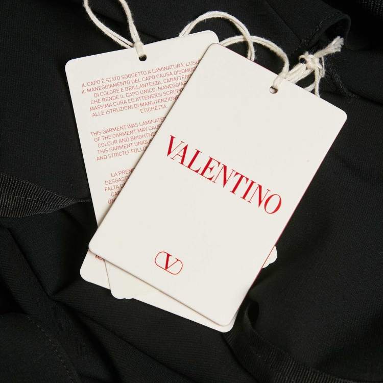 Pre Owned Valentino Black Jersey Floral Applique Mini Dress M