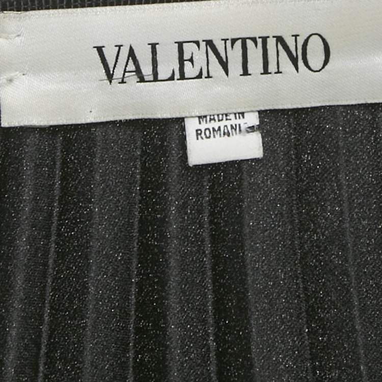 Pre Owned Valentino Black Crepe Pleated Midi Skirt M