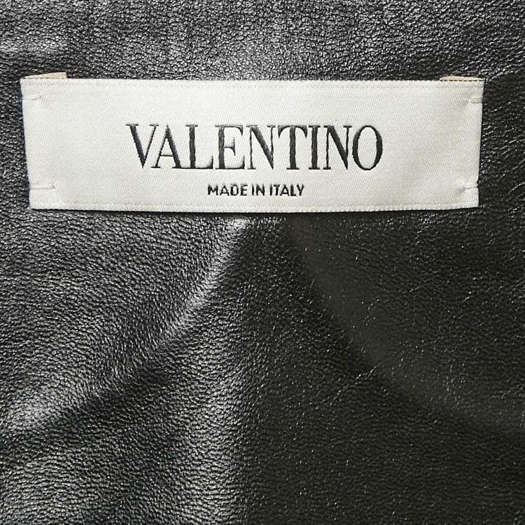 Pre Owned Valentino Black Rockstud Leather Mini Skirt S
