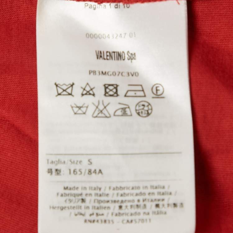 Pre Owned Valentino Red Cotton Butterfly Appliqued T-Shirt S 