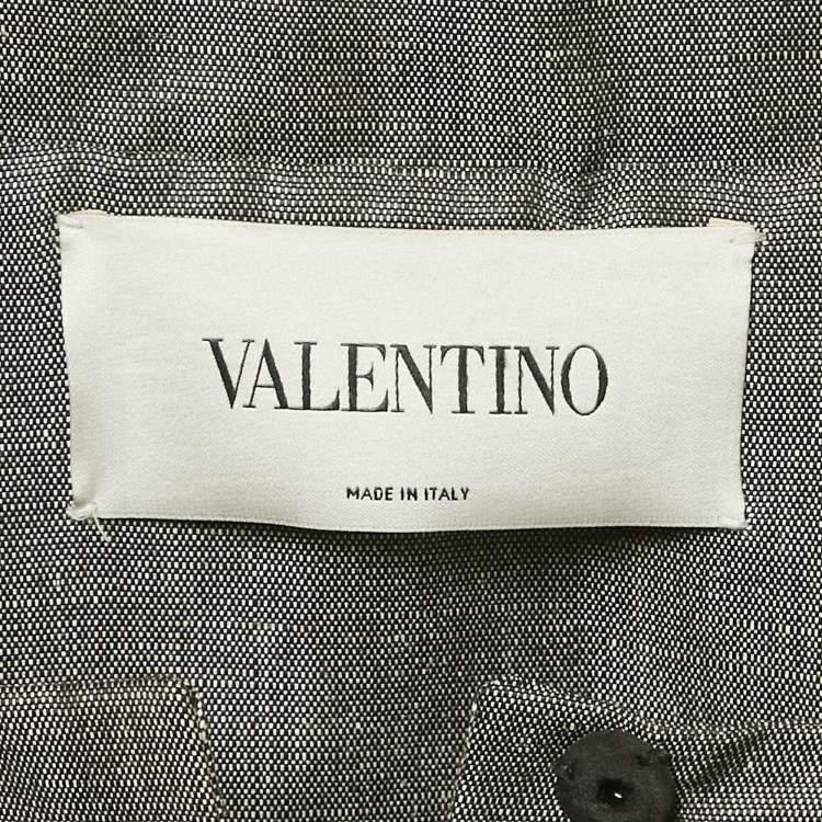 Pre Owned Valentino Grey Linen and Wool Blend Mid-Length Coat M