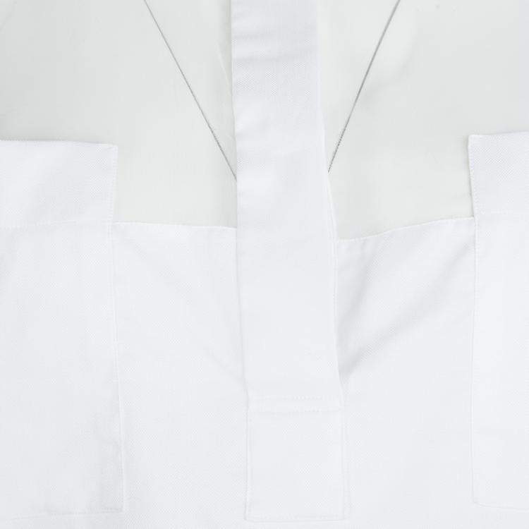Pre Owned Valentino White Cotton Sheer Yoke Detail Short Sleeve Shirt S