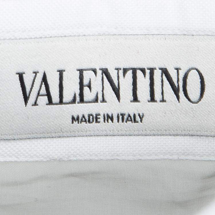 Pre Owned Valentino White Cotton Sheer Yoke Detail Short Sleeve Shirt S