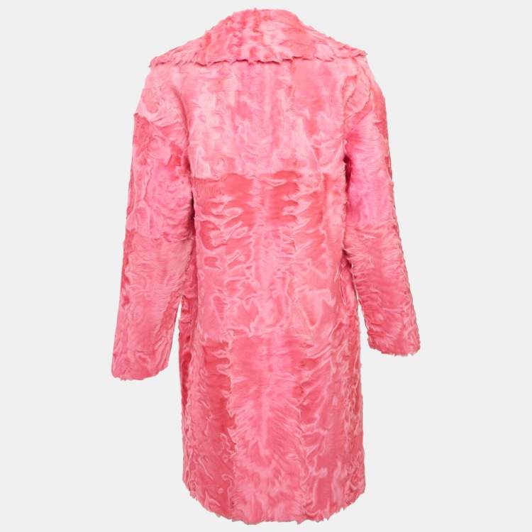 Pre Owned Valentino Vintage Pink Fur Mid-Length Coat S