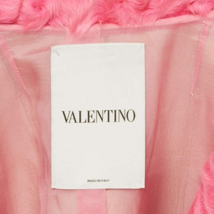 Pre Owned Valentino Vintage Pink Fur Mid-Length Coat S
