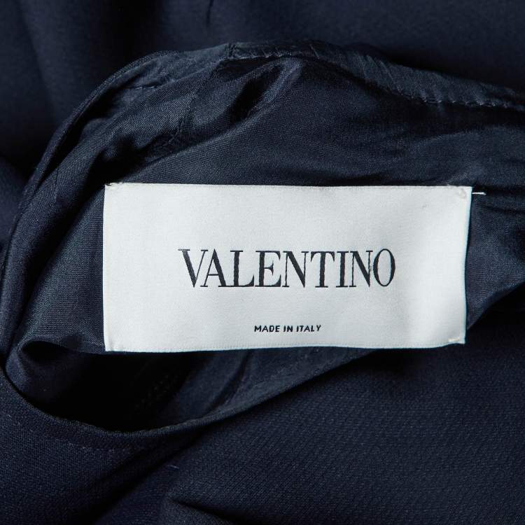 مملوكة مسبقًا Valentino Navy Blue Wool & Silk Shift Dress M