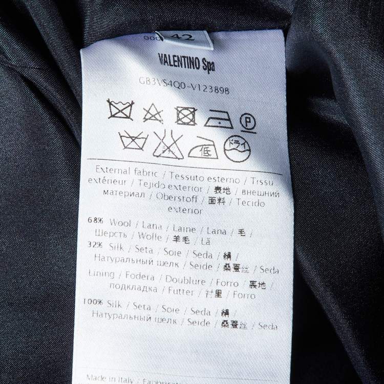 مملوكة مسبقًا Valentino Navy Blue Wool & Silk Shift Dress M