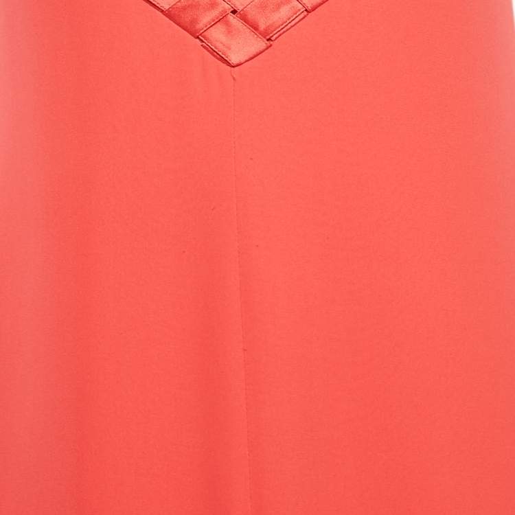 Pre Owned Valentino Pink Crepe & Satin Detail Sleevveless Maxi Dress L