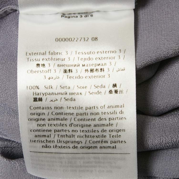 Pre Owned Valentino Grey Silk Contarst Neck Detail Shirt S