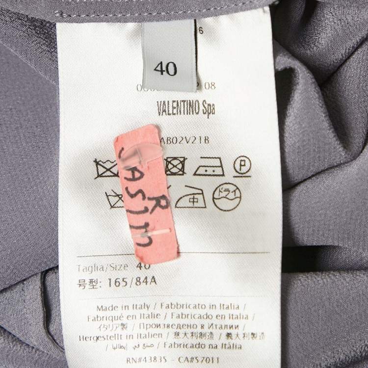 Pre Owned Valentino Grey Silk Contarst Neck Detail Shirt S