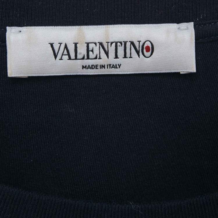 مملوكة مسبقًا Valentino Navy Blue VLogo Cotton T-Shirt S