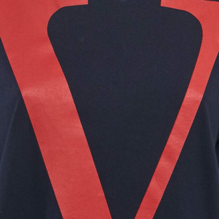 مملوكة مسبقًا Valentino Navy Blue VLogo Cotton T-Shirt S