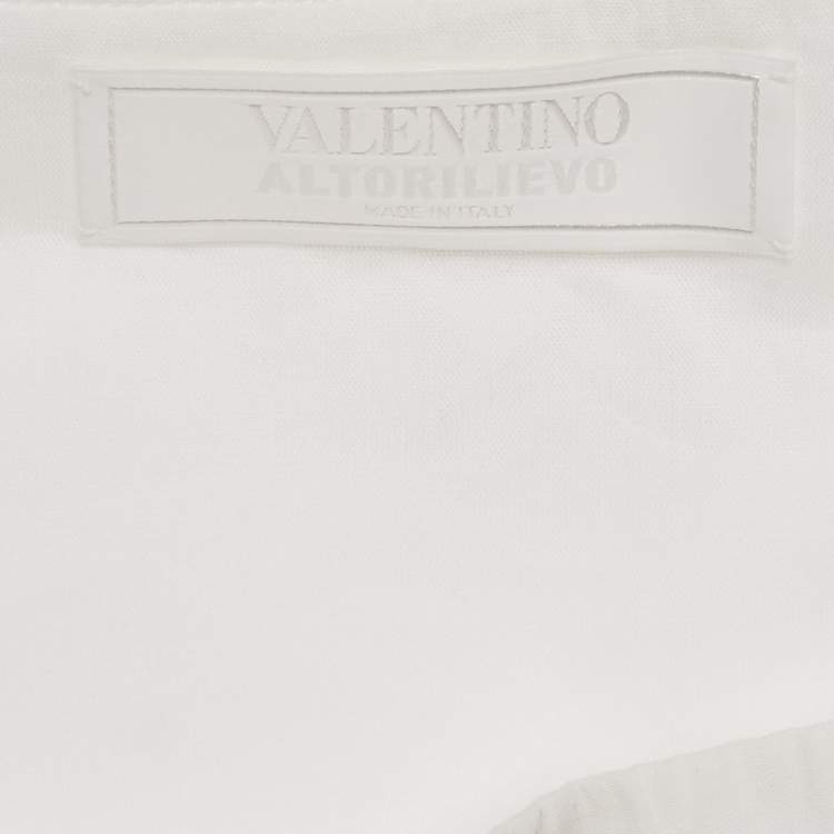 Pre Owned Valentino Altorilievo White Floral Applique Cotton Crop Top M