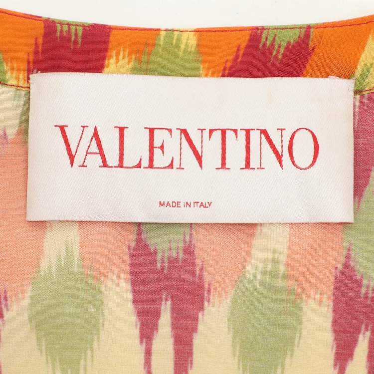 Pre Owned Valentino Multicolor Printed Silk Blend Dress S