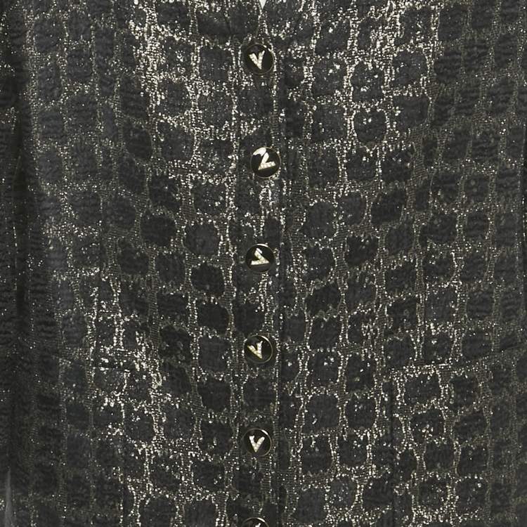 Pre Owned Valentino Vintage Black/Gold Brocade Jacket L