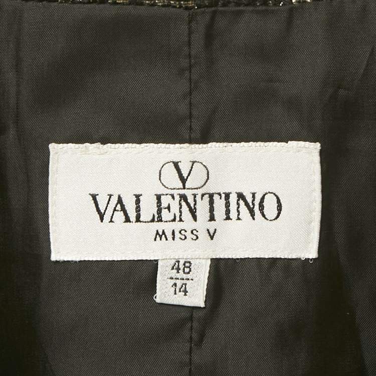 Pre Owned Valentino Vintage Black/Gold Brocade Jacket L