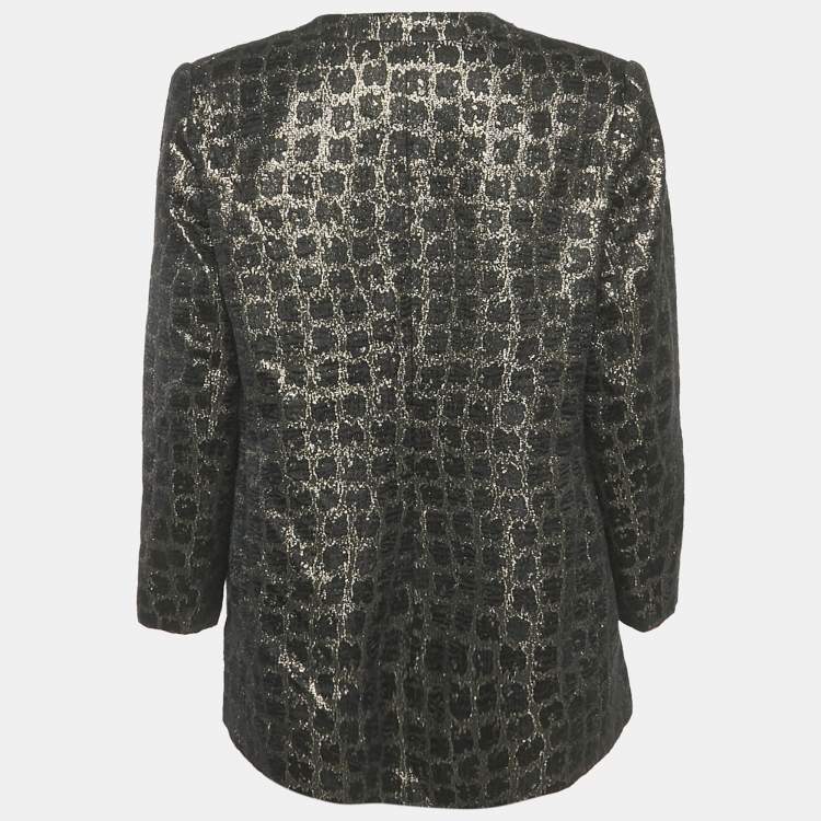 Pre Owned Valentino Vintage Black/Gold Brocade Jacket L