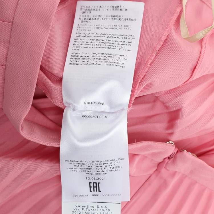 Pre Owned Valentino Pink Cotton Blend Pleated Skirt S