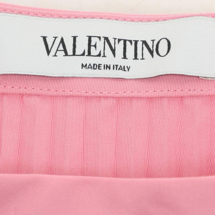 Pre Owned Valentino Pink Cotton Blend Pleated Skirt S