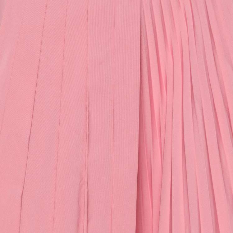 Pre Owned Valentino Pink Cotton Blend Pleated Skirt S