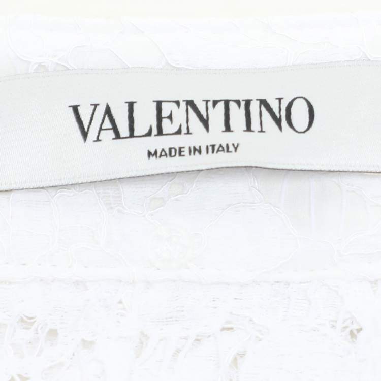 Pre Owned Valentino White Floral Lace Skirt S
