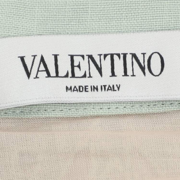 Pre Owned Valentino Multicolor Linen Laser Cut Beaded Embellished Skirt M