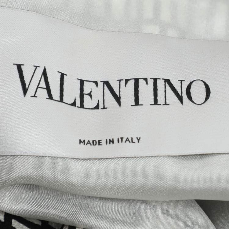 Pre Owned Valentino Black/White Printed Silk Blend Kaftan Dress XS