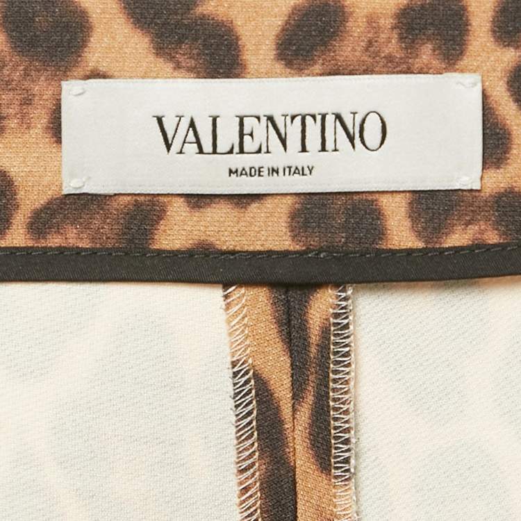 Pre Owned Valentino Brown Leopard Print Wool Blend Shorts S