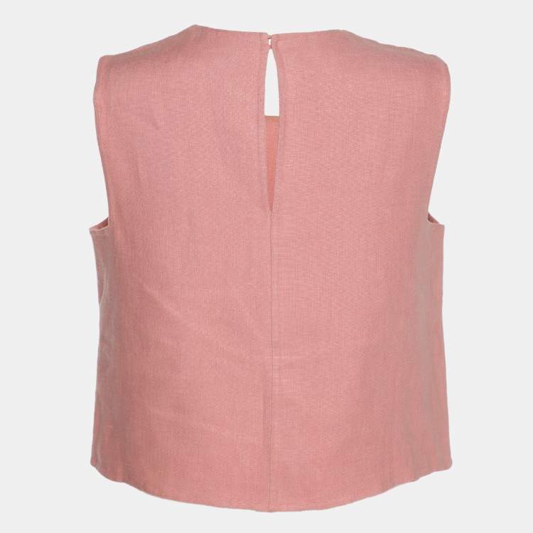 Pre Owned Valentino Pink Linen Sleeveless Top S