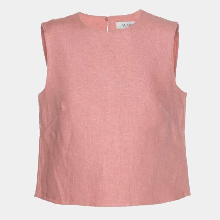 Pre Owned Valentino Pink Linen Sleeveless Top S