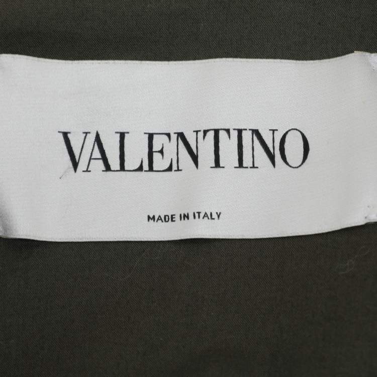 Pre Owned Valentino Khaki Cotton Sequin Embellished Jacket S