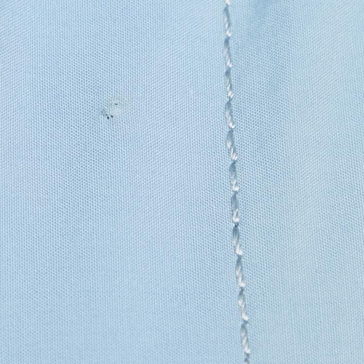 Pre Owned Valentino Blue Broderie Anglaise Cotton Long Sleeve Dress S