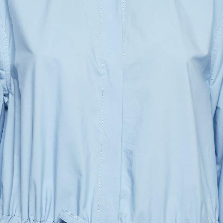 Pre Owned Valentino Blue Broderie Anglaise Cotton Long Sleeve Dress S