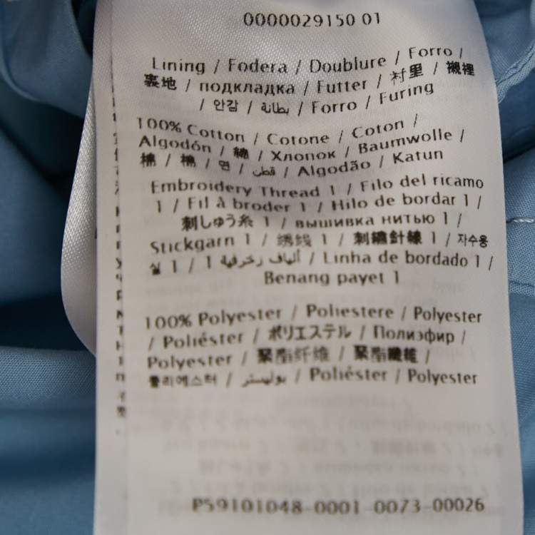 Pre Owned Valentino Blue Broderie Anglaise Cotton Long Sleeve Dress S