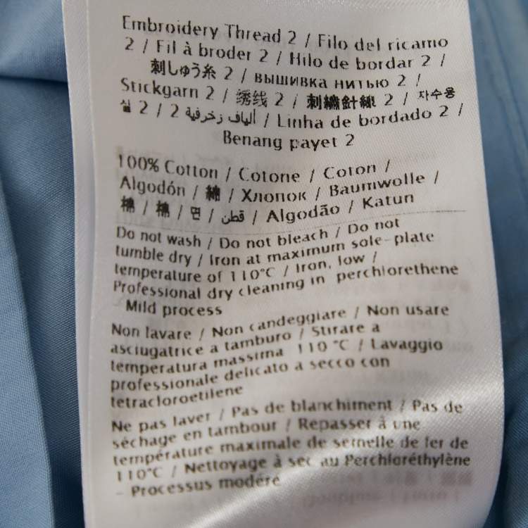 Pre Owned Valentino Blue Broderie Anglaise Cotton Long Sleeve Dress S