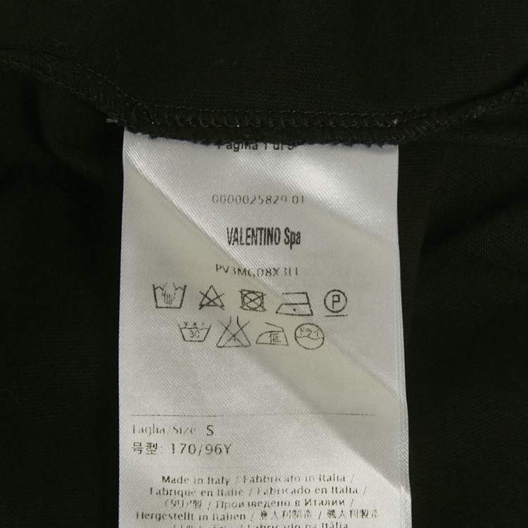 Pre Owned Valentino Black Cotton Knit Stud Detail Crew Neck T-Shirt S
