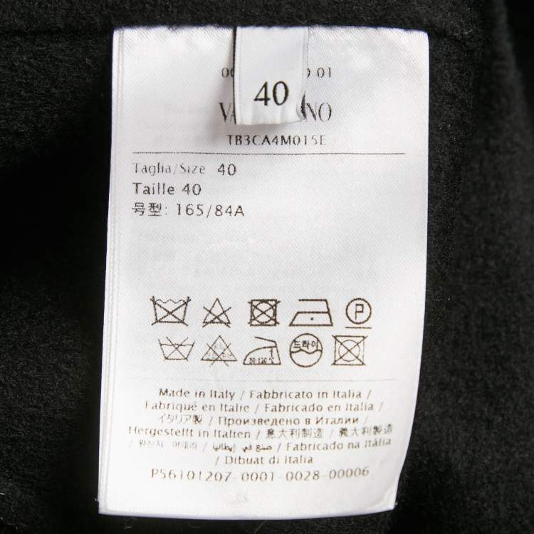 Pre Owned Valentino Black Wool Felt Mid-Length Coat S