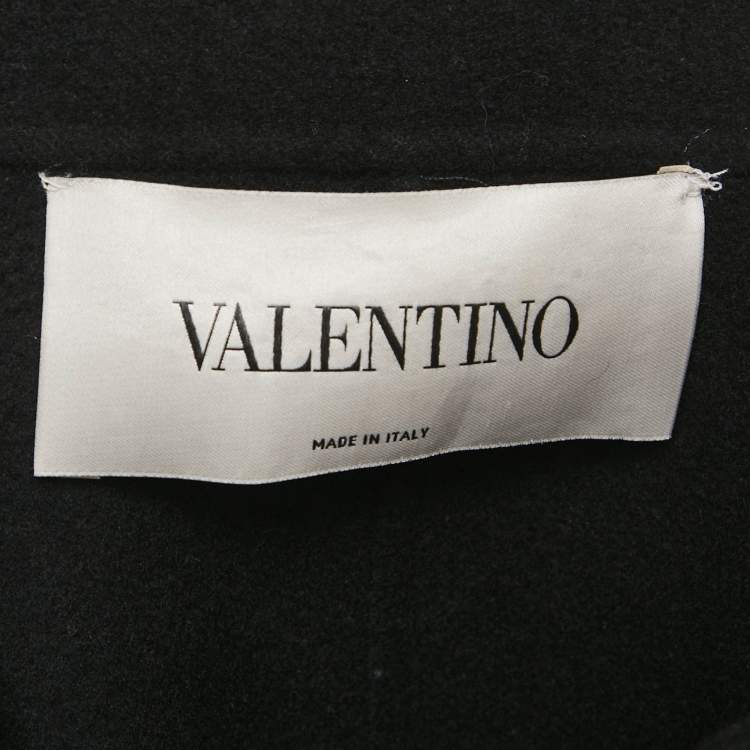 Pre Owned Valentino Black Wool Felt Mid-Length Coat S