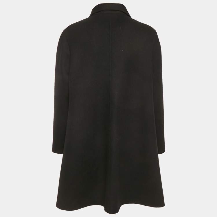 Pre Owned Valentino Black Wool Felt Mid-Length Coat S