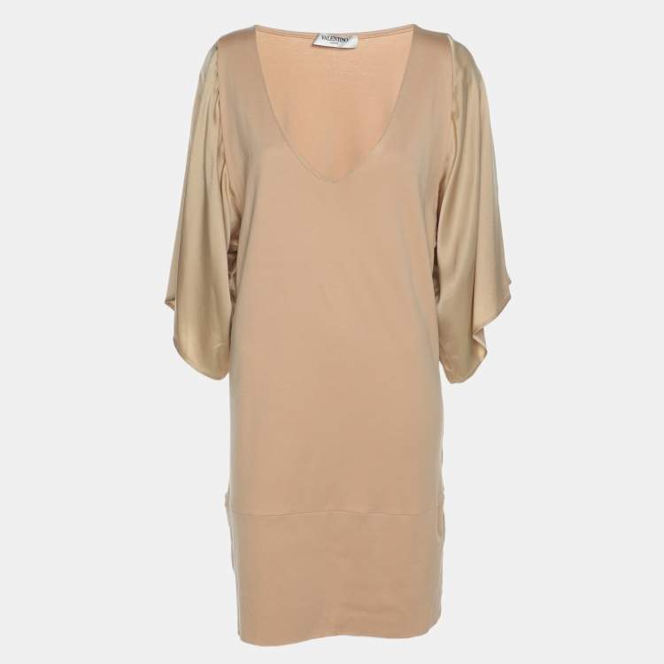 Pre Owned Valentino Beige Knit Silk Top M